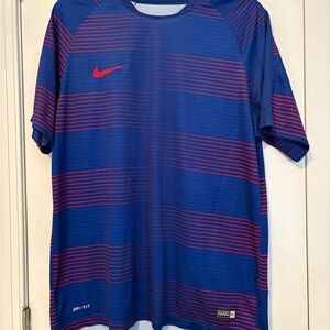 Nike Men's Blue and Red Striped Jersey